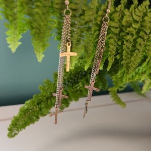 Triple Cross Dangling Earrings